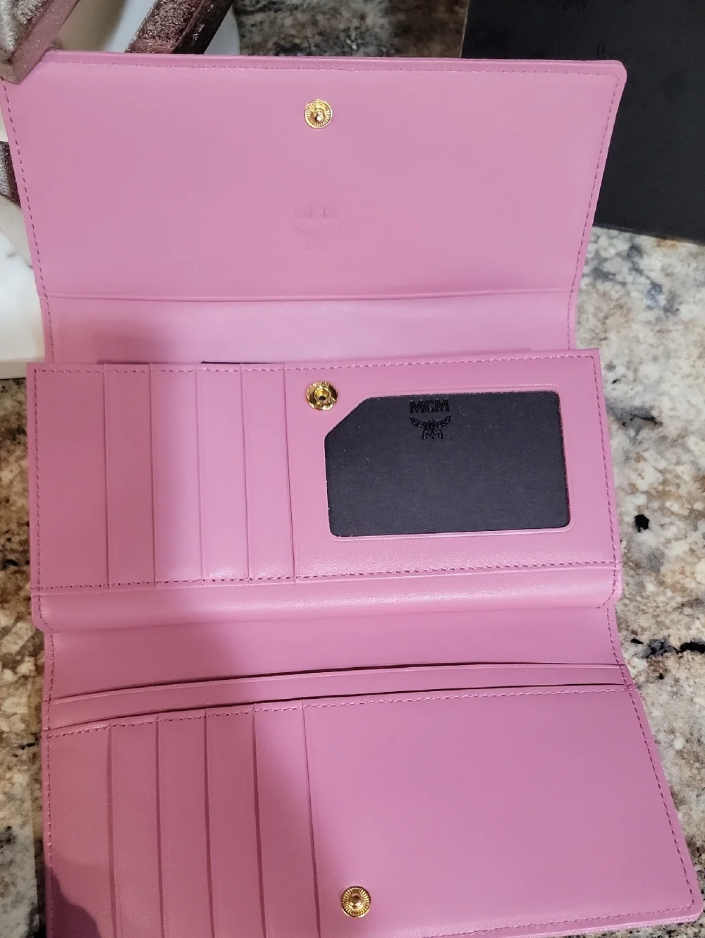 MCM NWOT Pink Wallet with Gold Accents FULL INCLUSSION - Picture 3 of 11